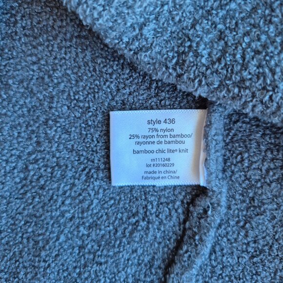Barefoot Dreams Bamboo Chic Lite Knit Drap Wrap Open Cardigan Dark Grey Sz.L/XL - Picture 9 of 13